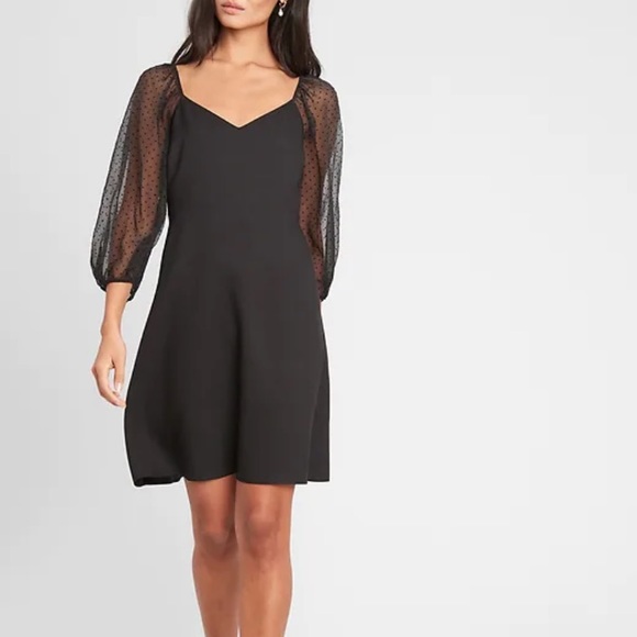 ‼️NWT‼️ Puffy Sleeve Swing Little Black Dress - Picture 1 of 4